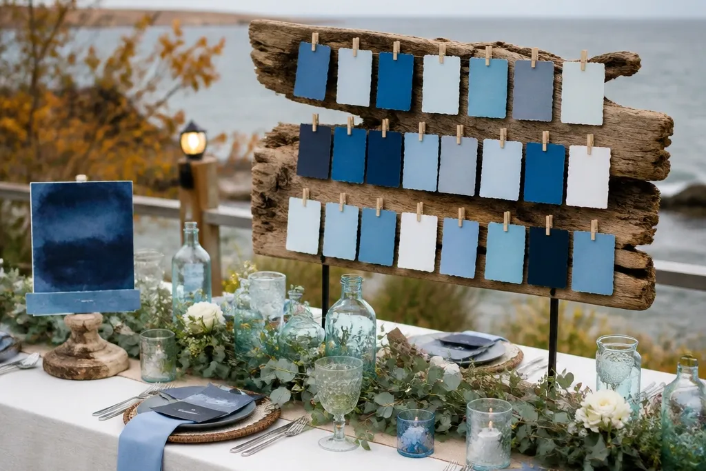 Aesthetic Blue Color Palette for Fall Weddings