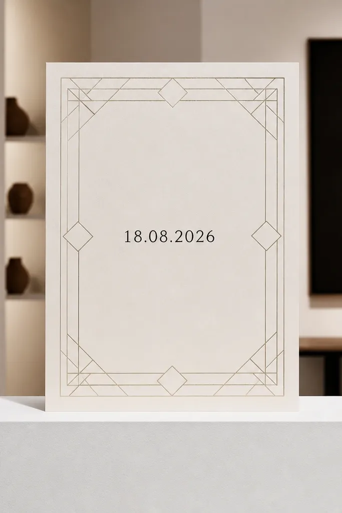 Geometric border grid lines with only the date centered in the middle