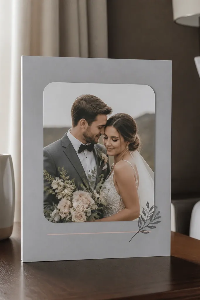 Rounded frame on soft gray background with names beneath