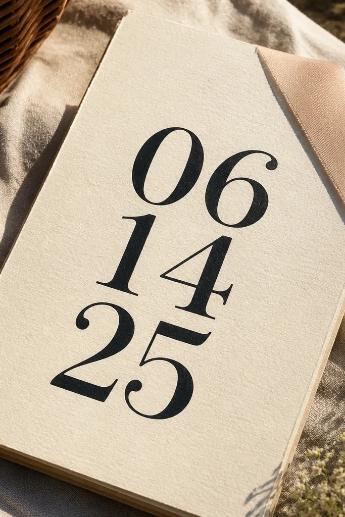 Small ribbon banner in a corner with oversized date text centered