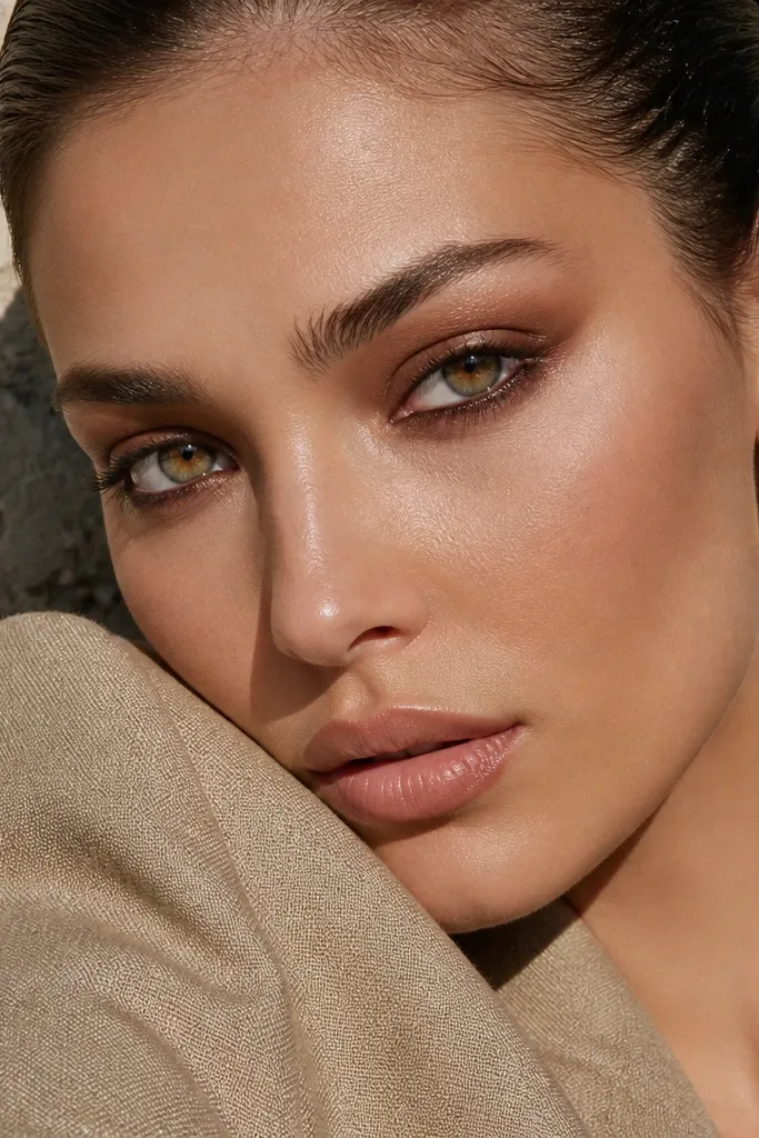 Amber bronze smoky eye with a soft lower liner and inner highlight