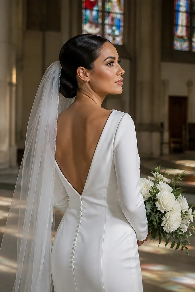 Half-up crown section that flows into a low bun