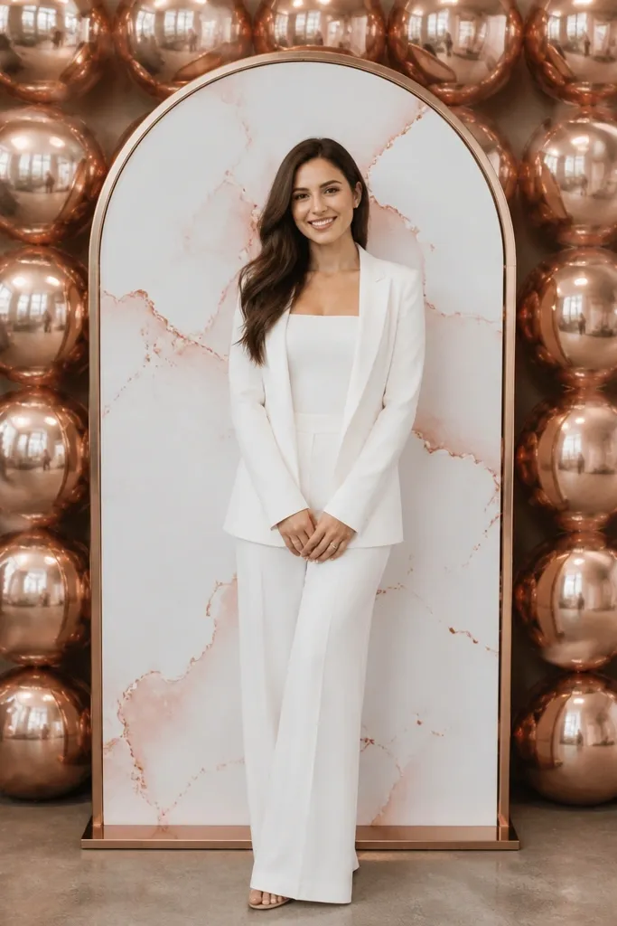 Rose gold chrome mini balloon grid with a center prop