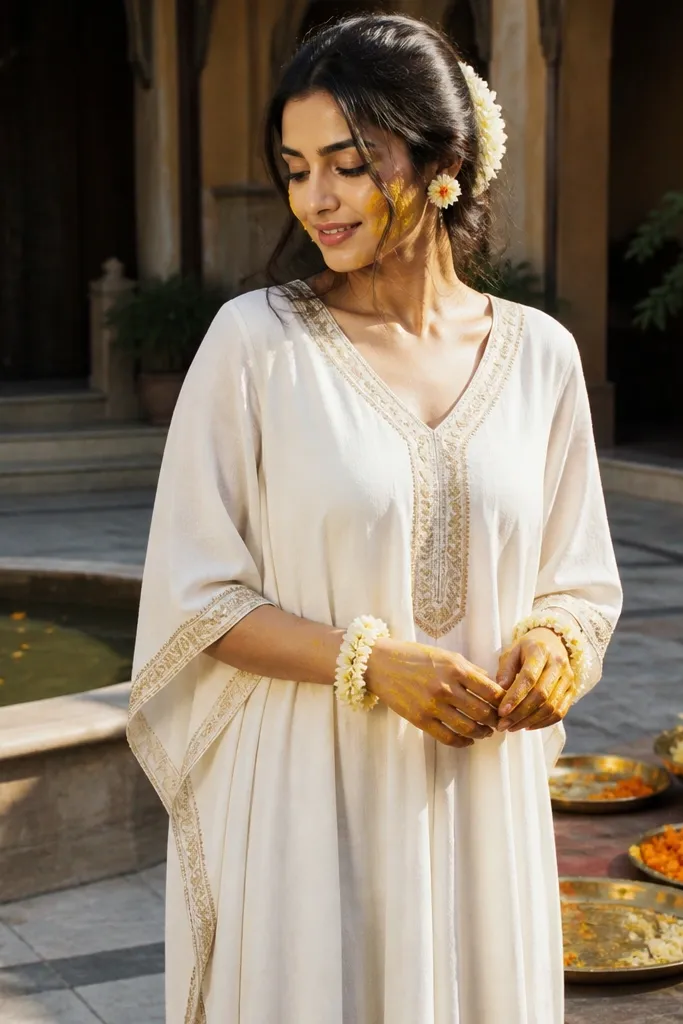 Loose kaftan dress with a soft border and flowing fabric