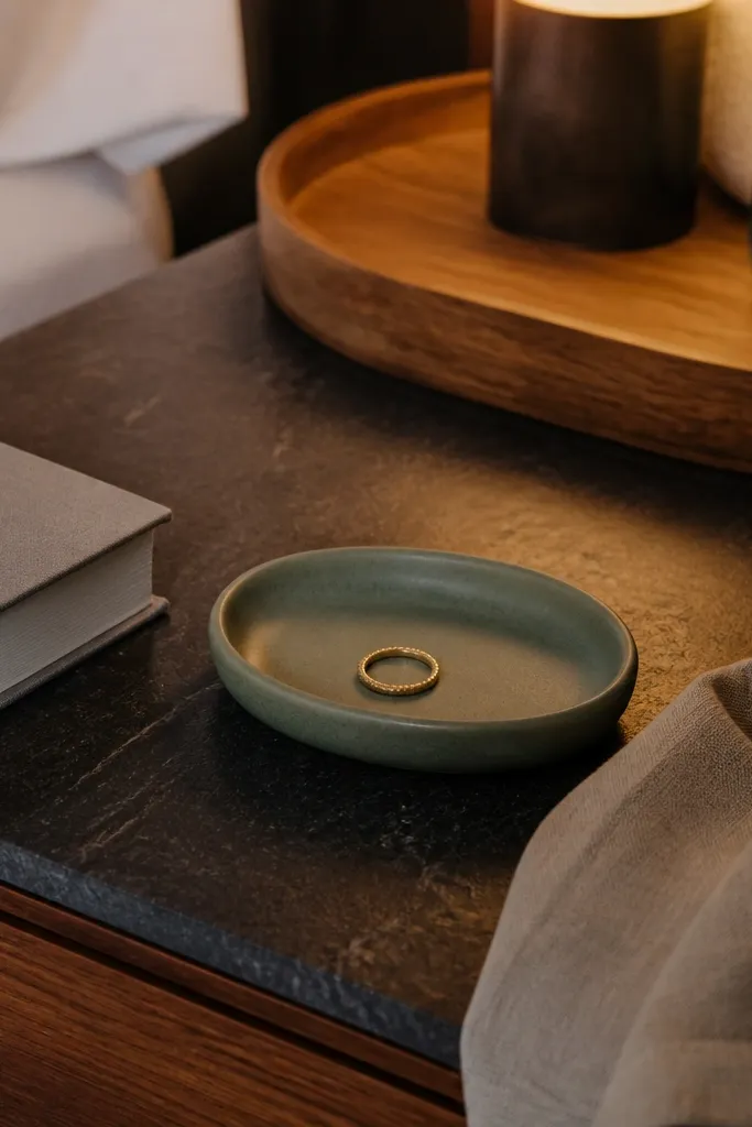 Small ceramic dish in a single matte color for rings and small items