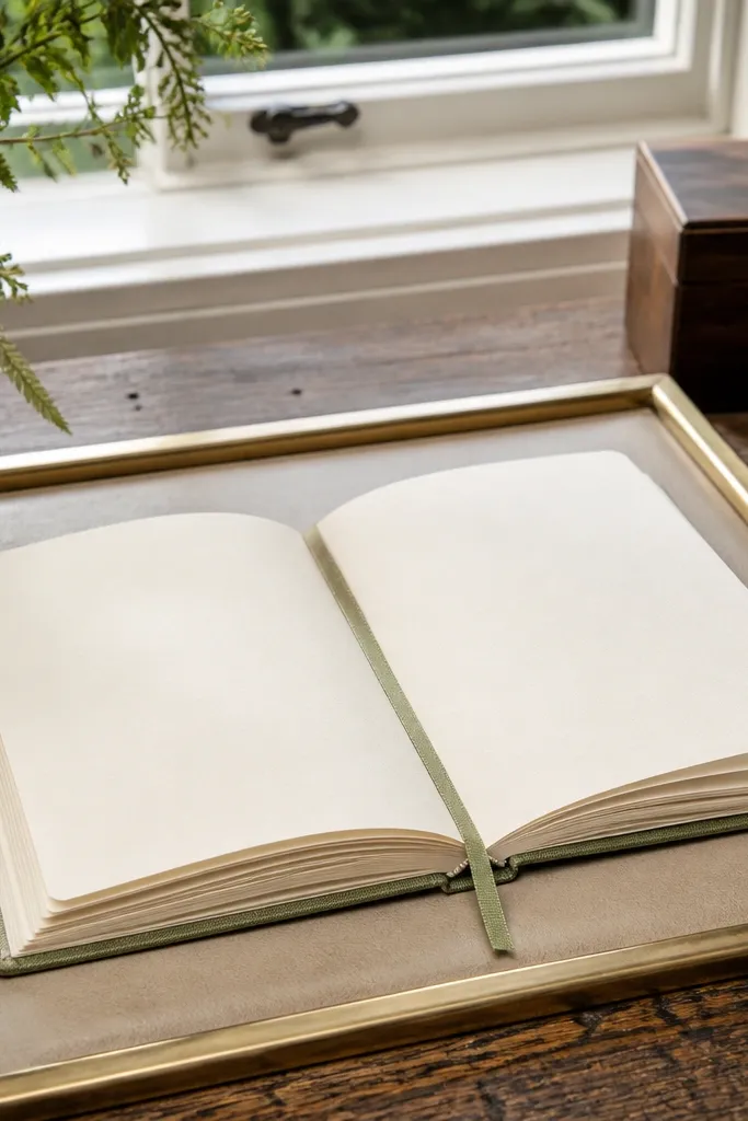 A5 journal with cream paper and a minimal cover tied with ribbon