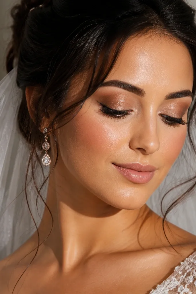 Thin espresso wing liner with a subtle espresso shimmer tap on the outer lid