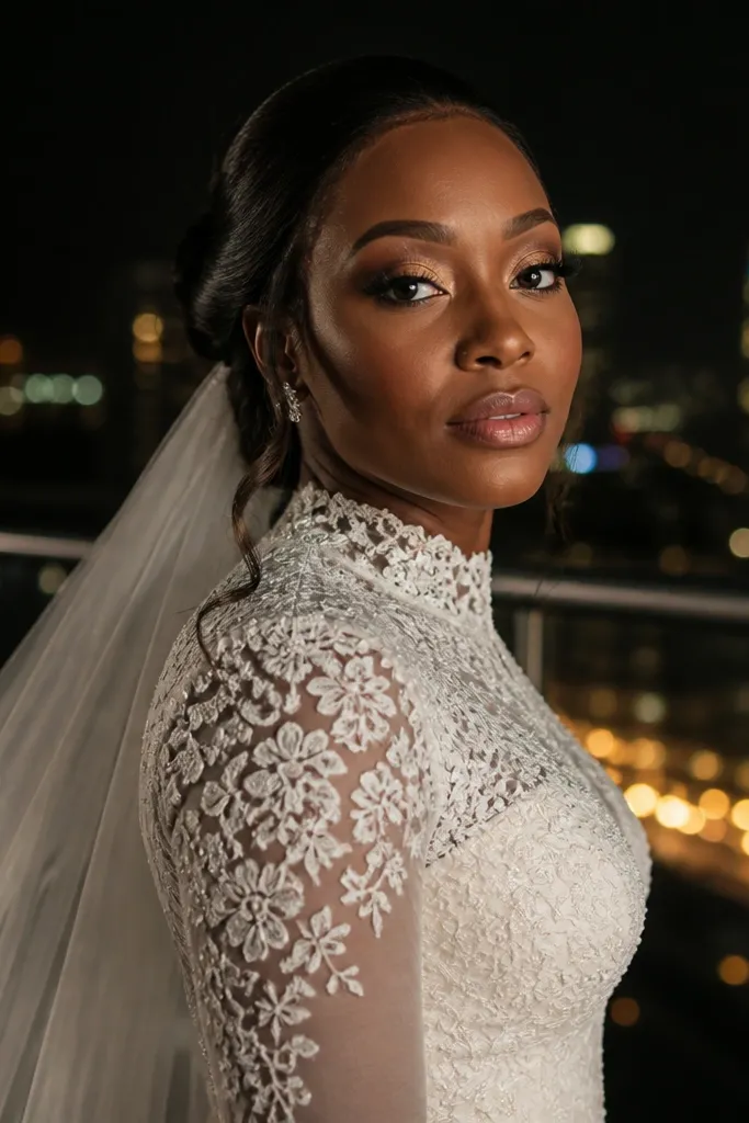 Bronze halo eye with shimmer ring and a glittery topper only in the center lid