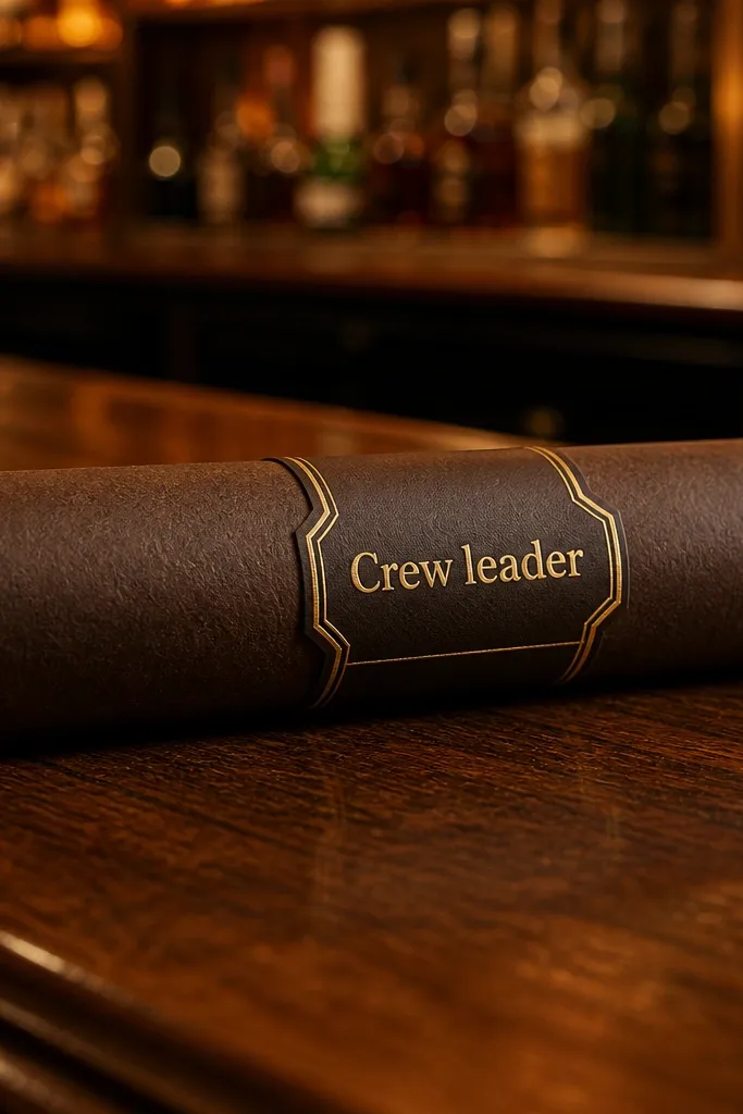 Rolled card with a band label style and a crew leader title