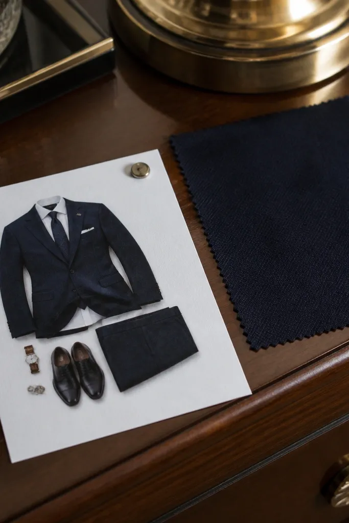 Outfit instruction card with a small fabric color swatch attached