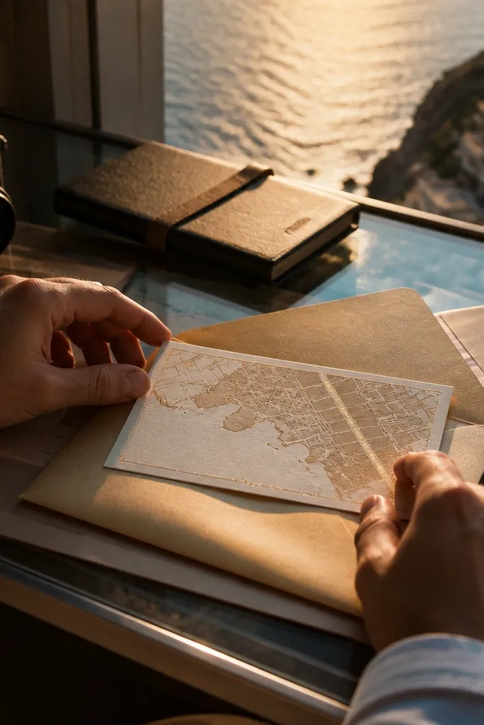 A simplified map silhouette with a single gold dot highlighting the ask line.