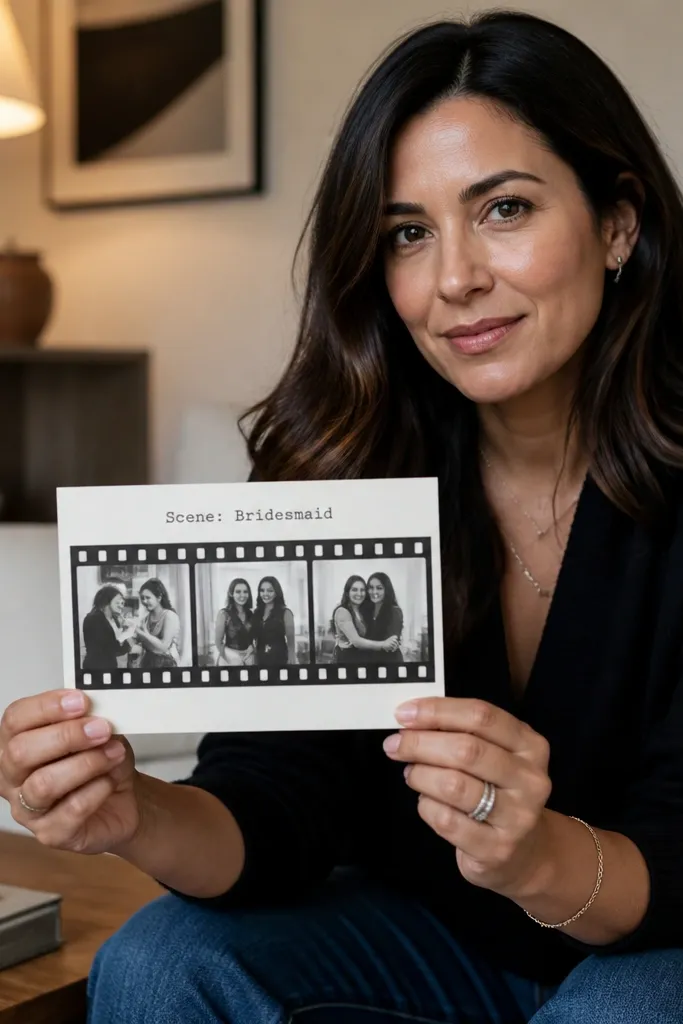 A film strip graphic with small frames and a title reading Scene: Bridesmaid.