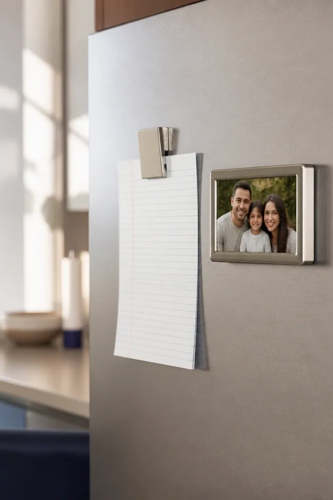 Small matte frame magnet with a blank insert and a ribbon bow