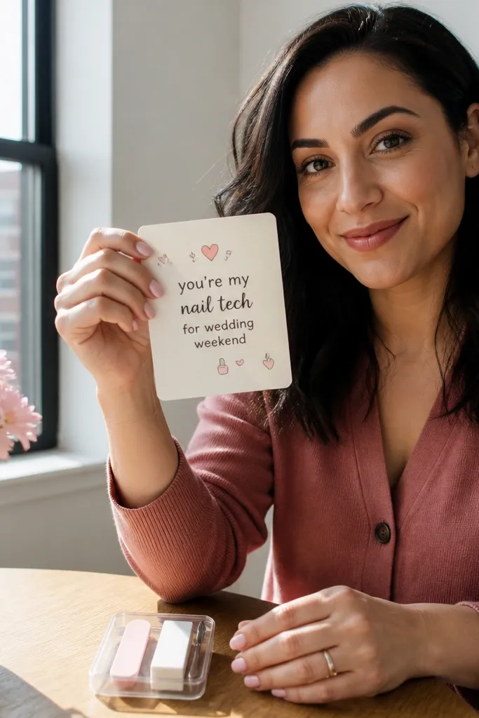 Small manicure tools with a card that asks you to be my bridesmaid