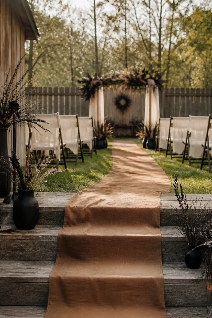Oat milk linens with cinnamon-toned florals and soft black menu cards
