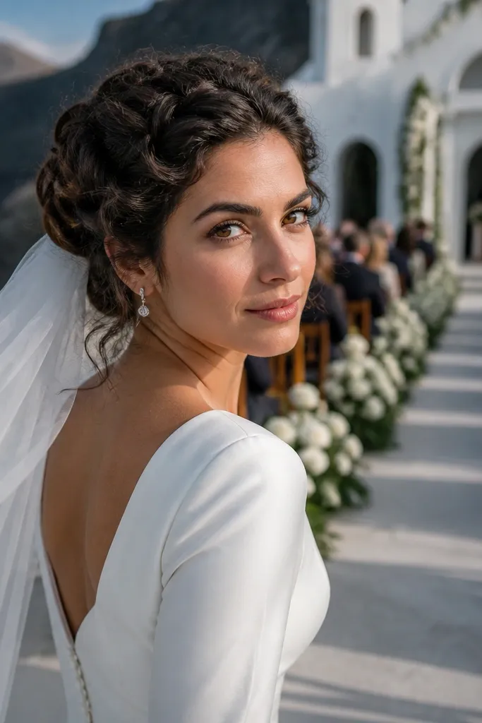 Low bun made from a rope twist with visible twist texture