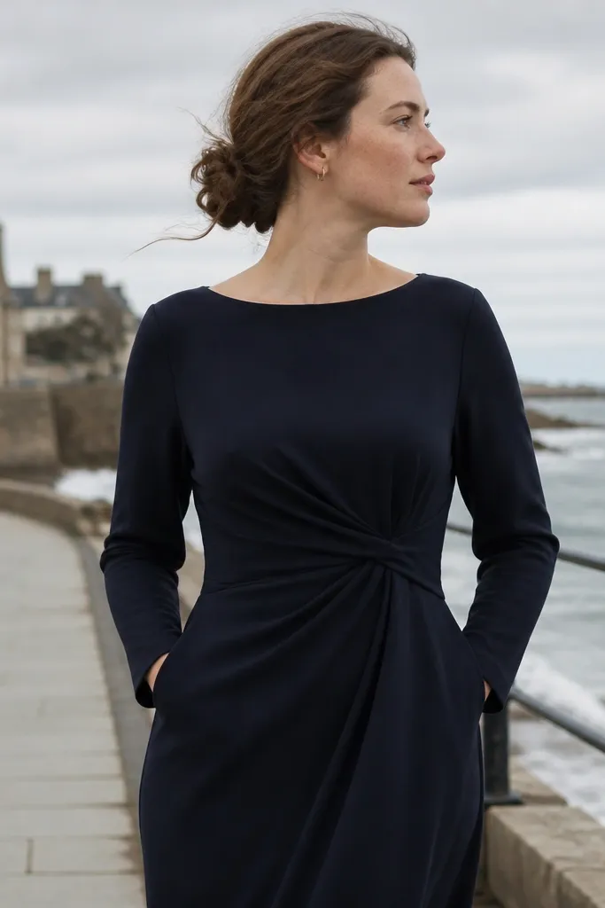 Low bun with a slightly textured top and soft, natural volume