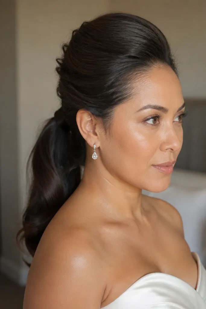 French twist at crown blending into a ponytail