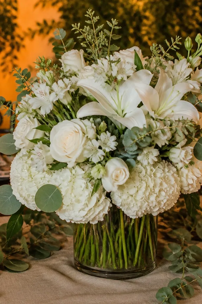 Floral arrangement with visible foam and messy stems