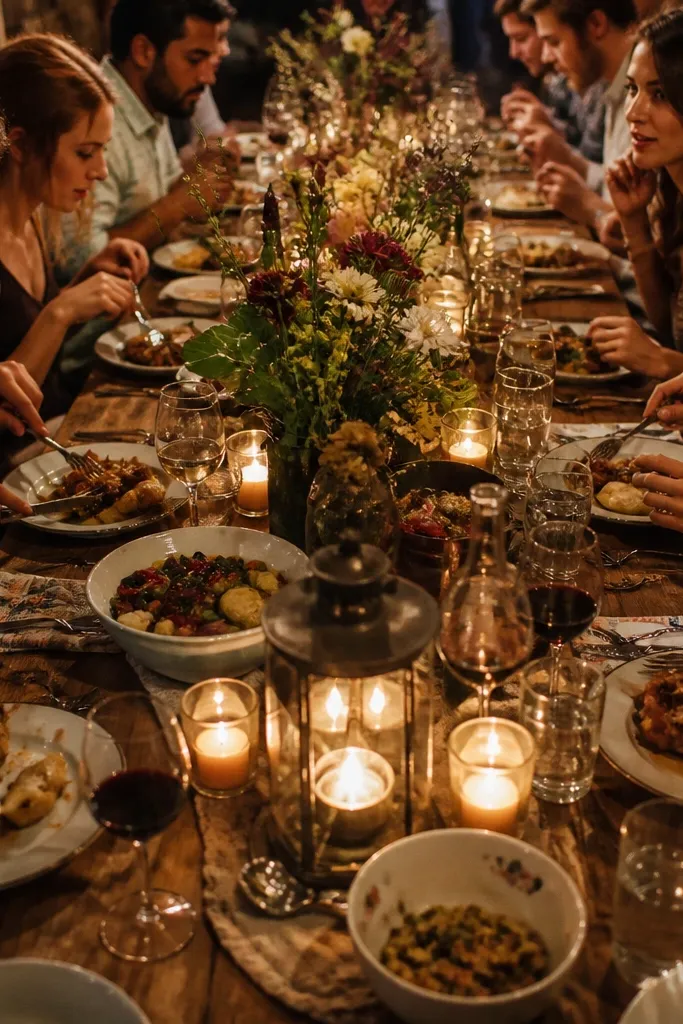 Table with decor placed too close to plates and utensils