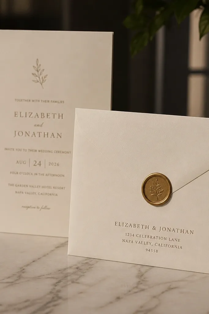 Envelope with matching ink color address text centered and easy to read