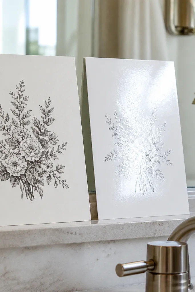 Matte card with deep navy text and a soft paper texture visible