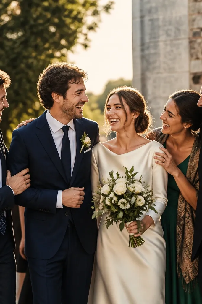 Small group cluster smiling right after the ceremony