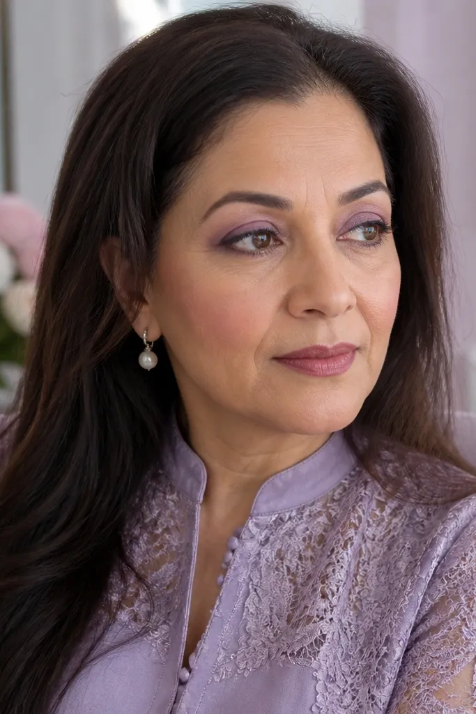 Lilac haze shadow with a warm brown boundary and subtle liner