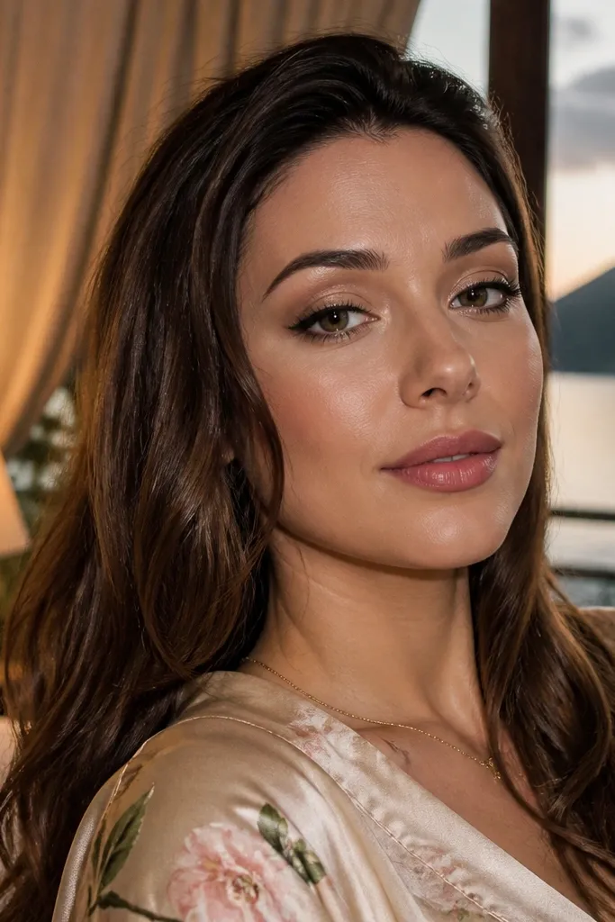 Ivory pearl lid with warm bronze defined lash line and soft lashes