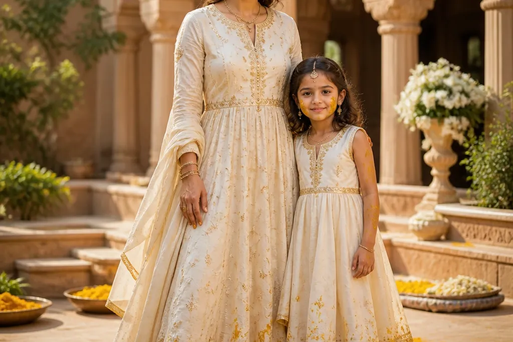 Family Friendly Haldi Dress Ideas for Moms and Little Girls