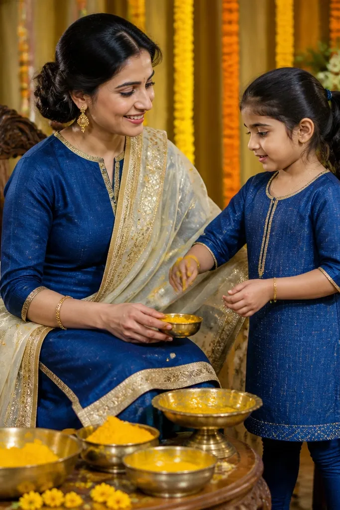Family Friendly Haldi Dress Ideas for Moms and Little Girls
