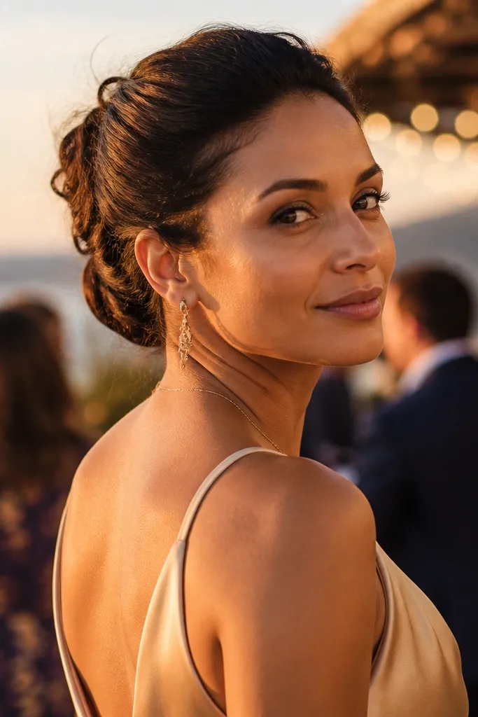 Half-up mini twist leading into a low bun