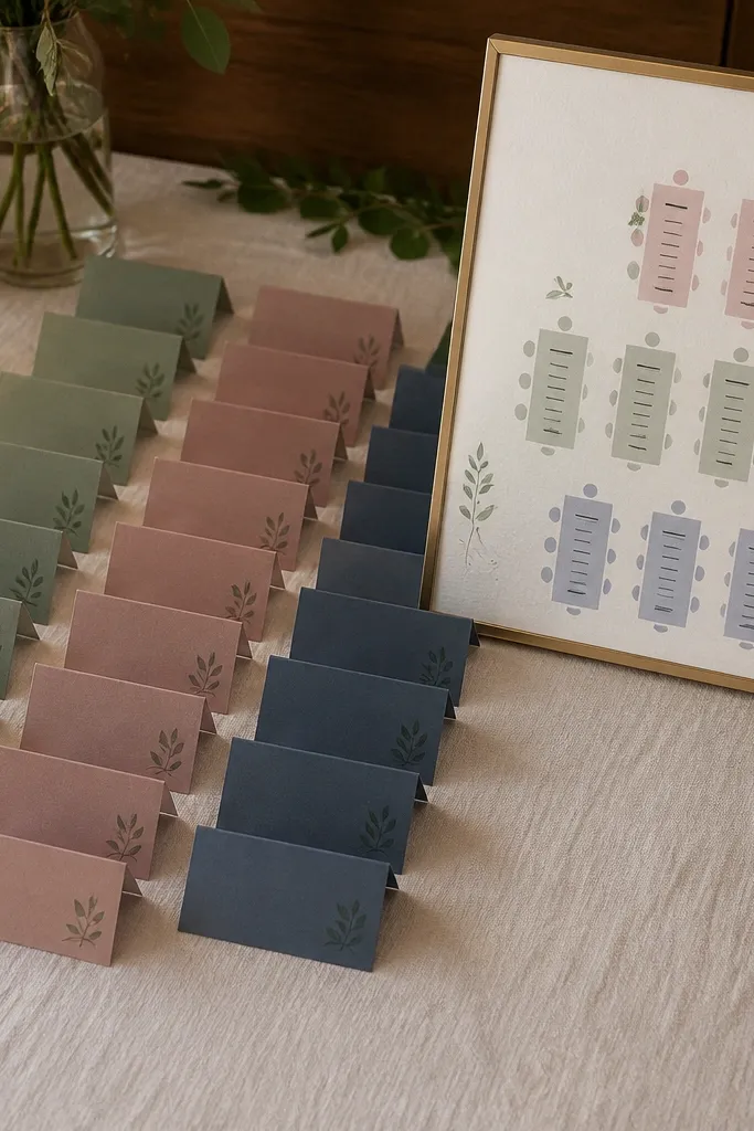 Place cards with colored dots for each family pod and matching table numbers on cards