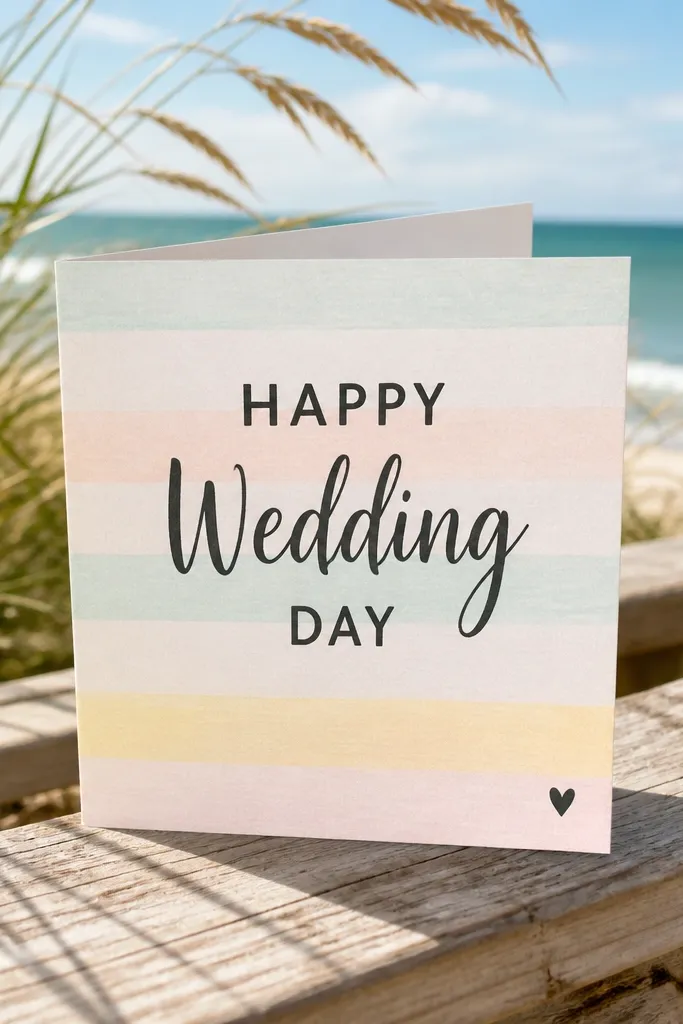Soft pastel striped background with centered dark text and a small heart icon