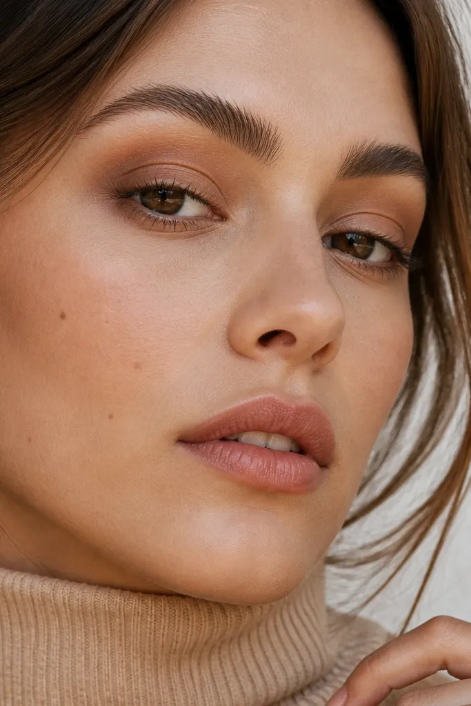 Warm nude lid with caramel smoky outer V and soft blended edges
