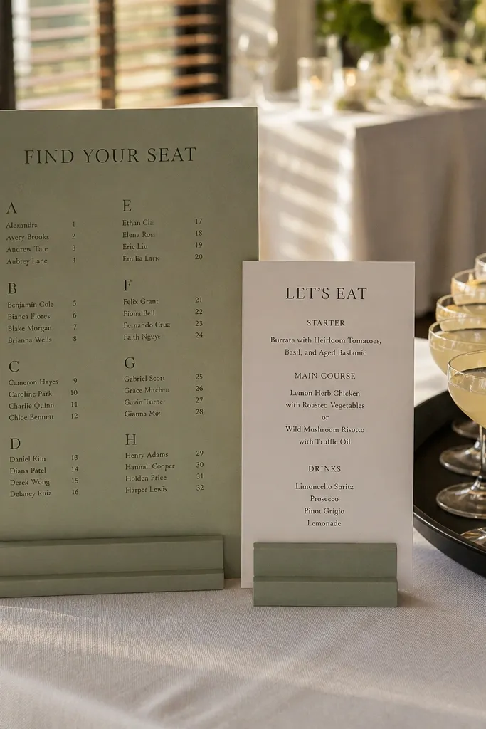 Food and Drink Seating Chart Wedding Ideas