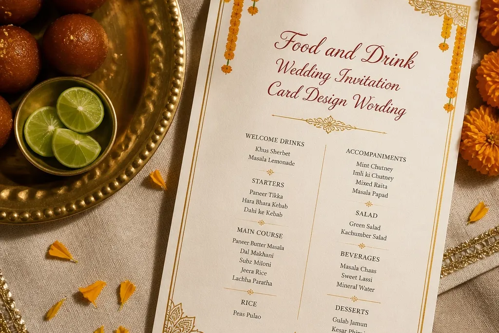 Food and Drink Wedding Invitation Card Design Wording
