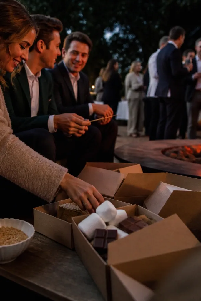 Kraft boxes with graham crackers, chocolate squares, and marshmallows labeled.