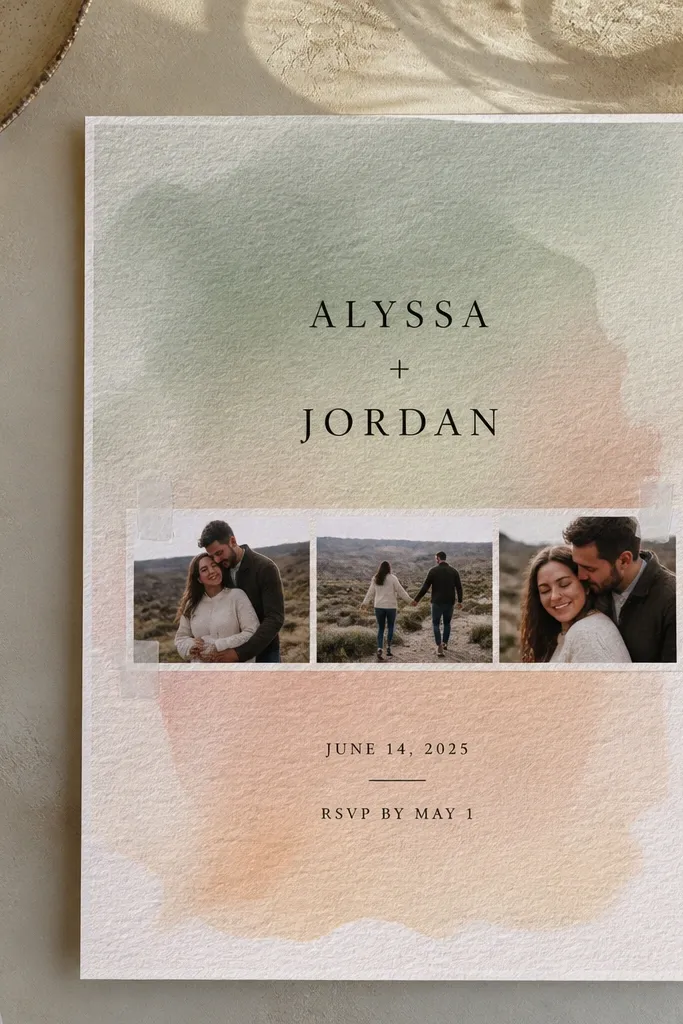 Soft watercolor wash background with a single strip and clear text