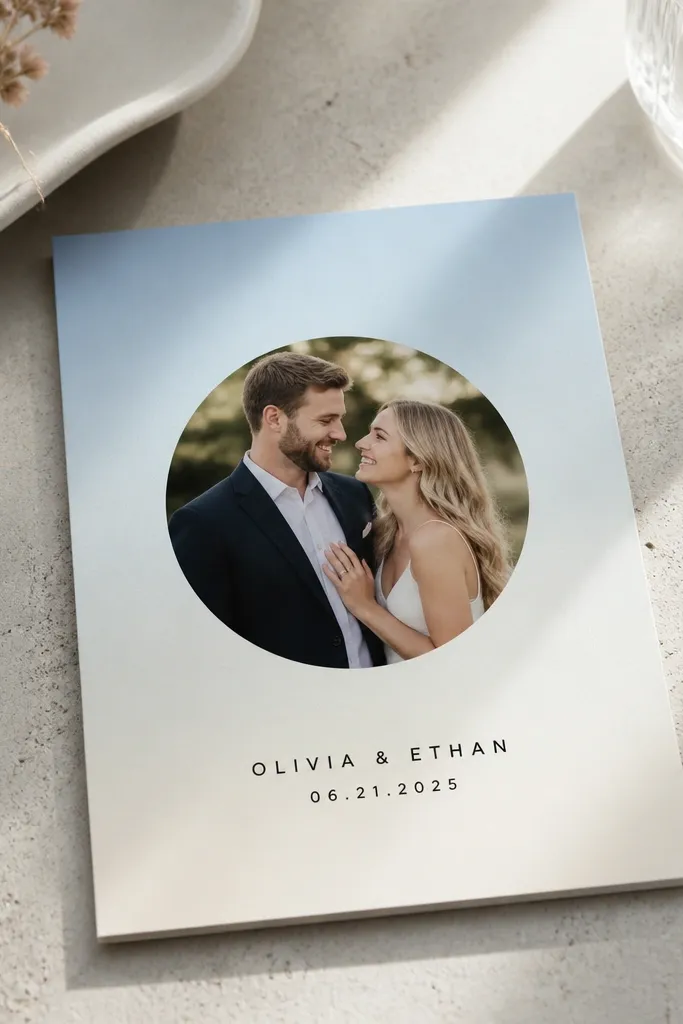 Soft gradient background with a small circular and centered text