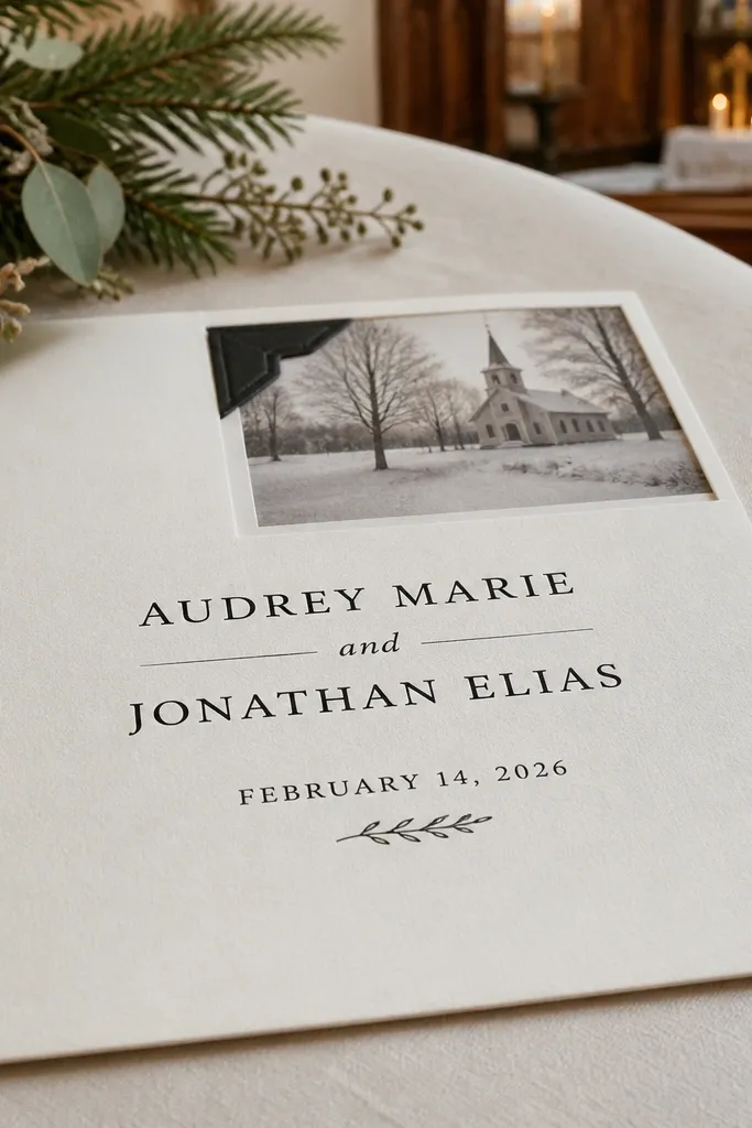 Letterpress-style text with a small corner and lots of white space