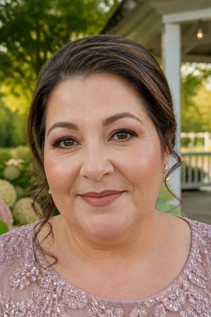 Peach blush smoky eyes with brown crease and soft liner