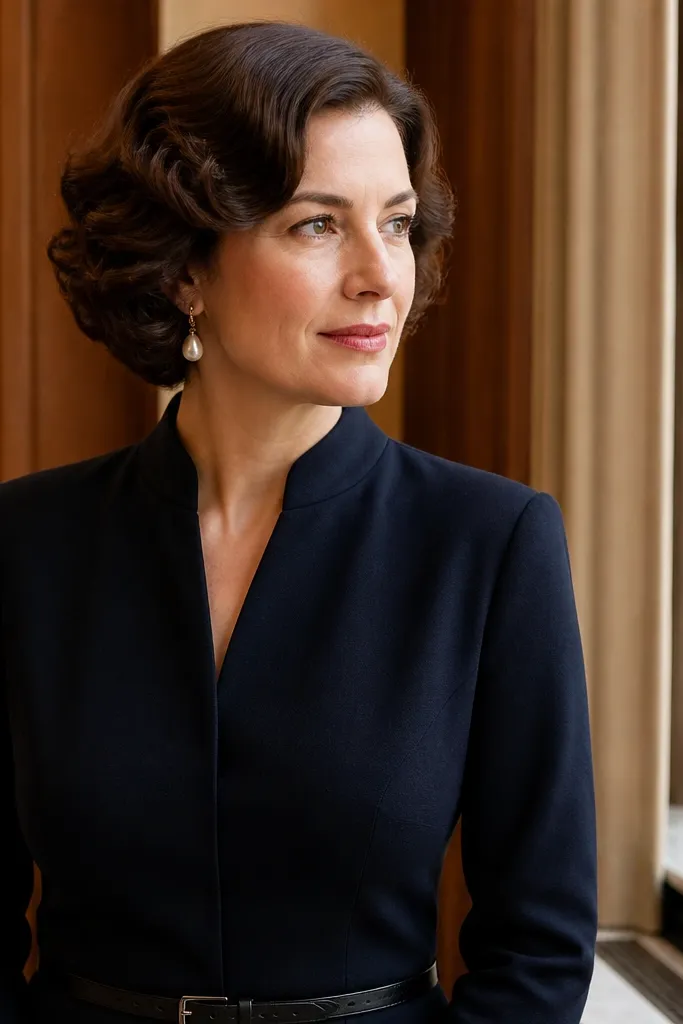 Short bob with bubble-like waves and a clean side part
