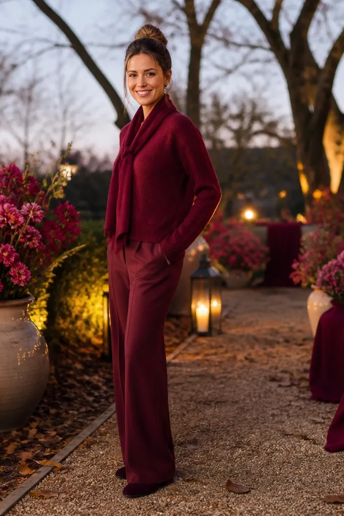 Hot pink wedding details with deep plum linens and creamy table decor