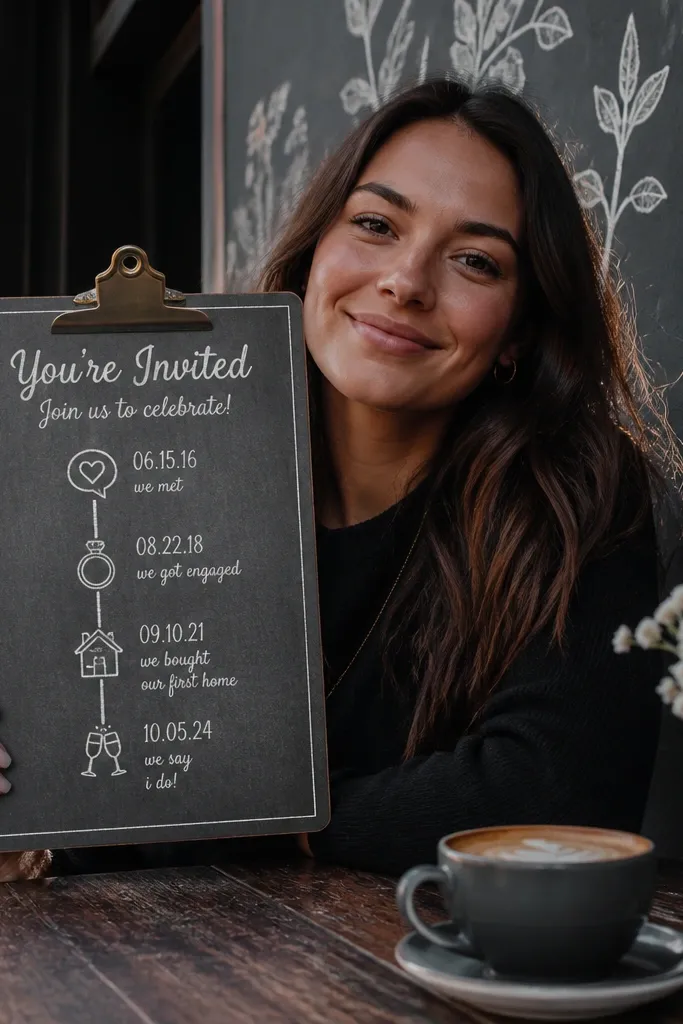 Dark slate background with chalk-style timeline lines and white event details
