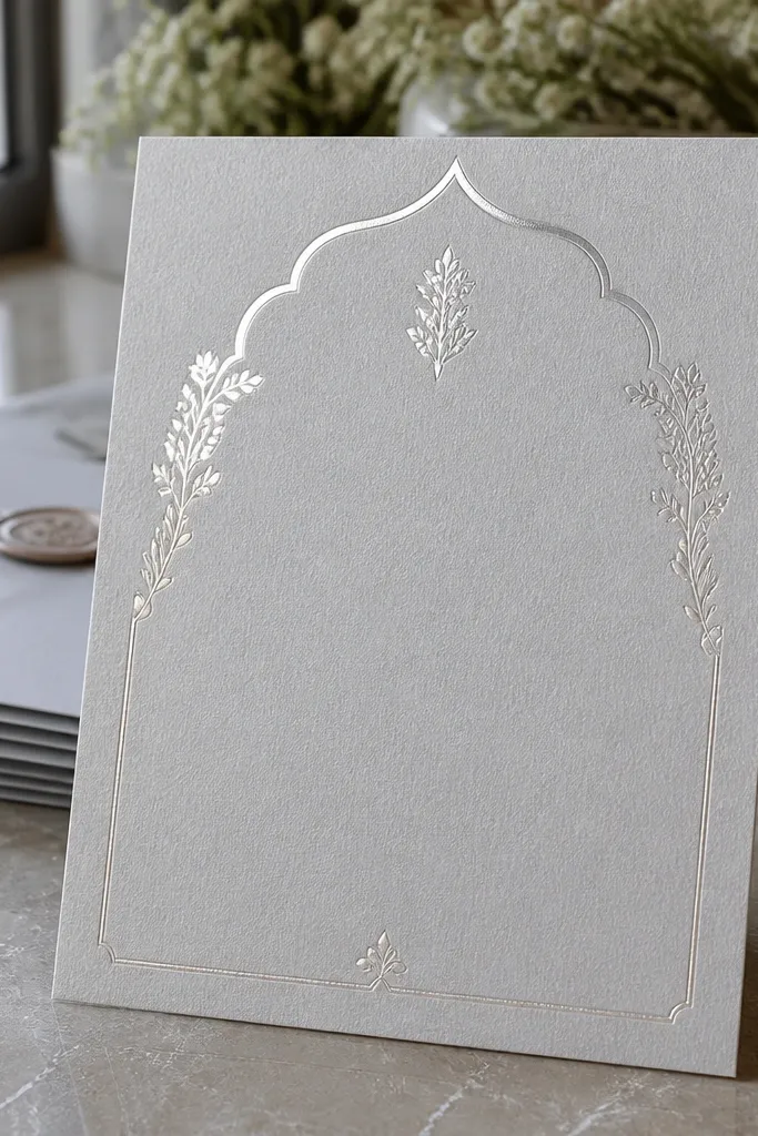Pearl grey background with subtle foil highlights and black names text