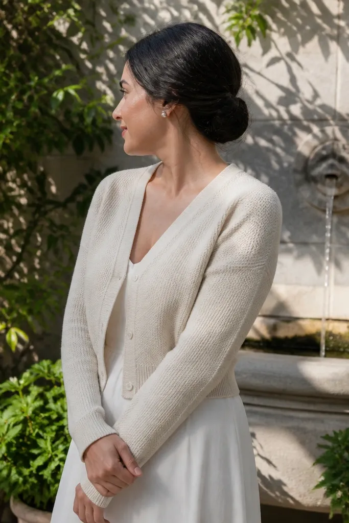 Low chignon with a smooth wrap and a subtle seam hidden under pinned hair.