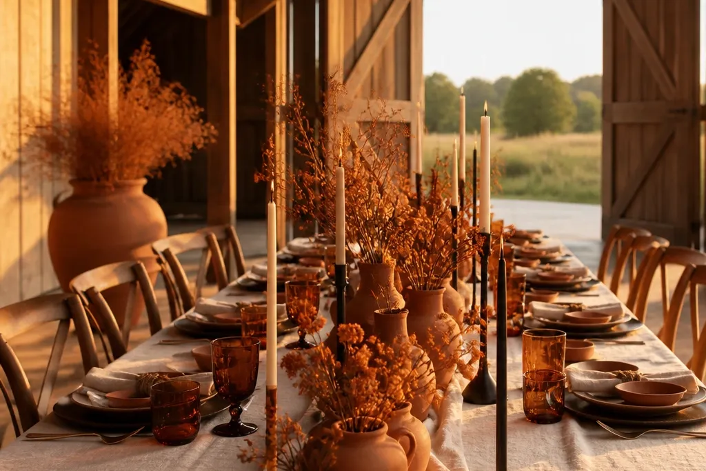 Luxury Rustic Wedding Decor with Orange Details