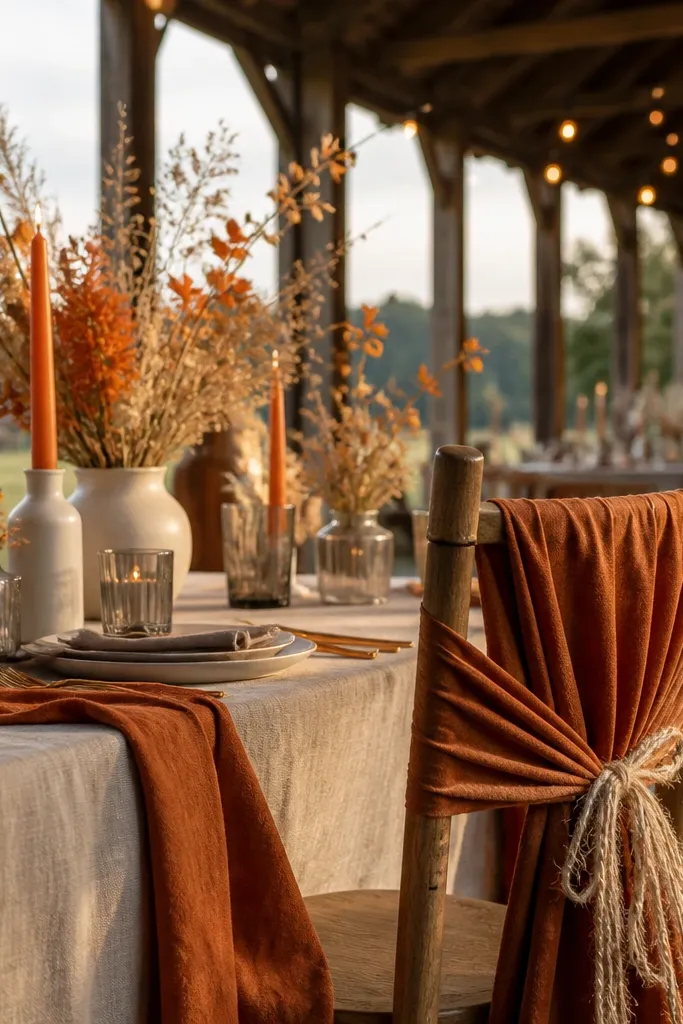 Luxury Rustic Wedding Decor with Orange Details