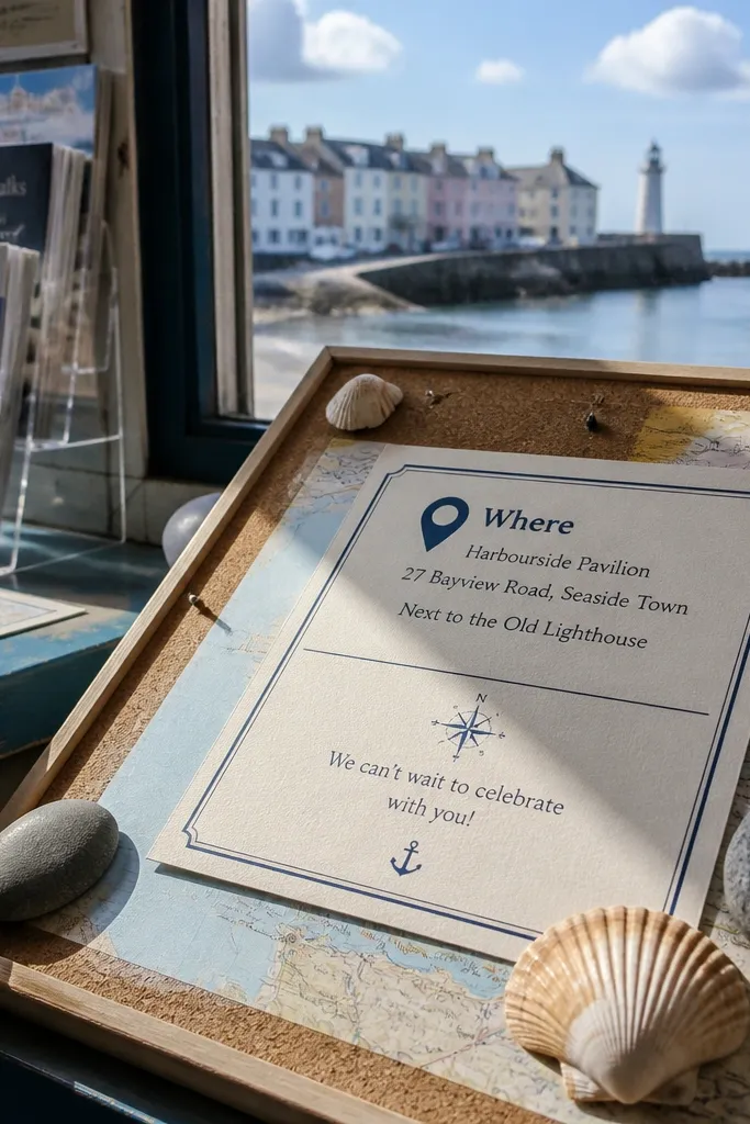 Ivory invite with a simple location header and left-aligned RSVP section